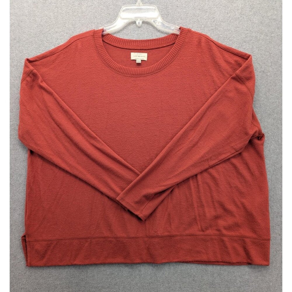 Lucky Brand Sweater Womens XXL Red Crew Neck Long Sleeve Pullover Knit 7WC7008